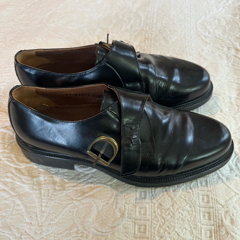 KF LTD Men’s Vintage Leather Buckle Dress Shoes size 43, black